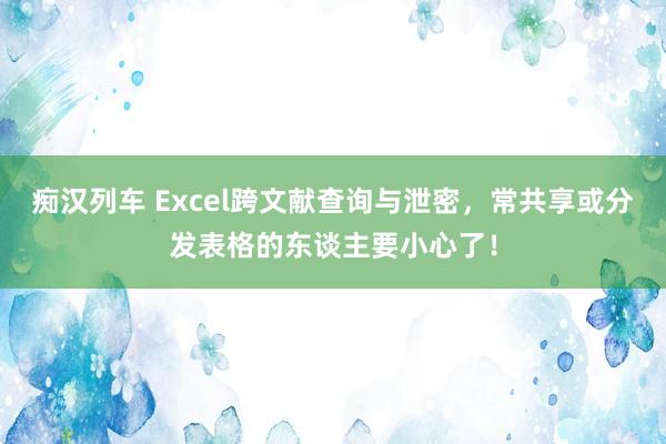   痴汉列车 Excel跨文献查询与泄密，常共享或分发表格的东谈主要小心了！