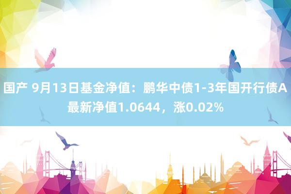   国产 9月13日基金净值：鹏华中债1-3年国开行债A最新净值1.0644，涨0.02%