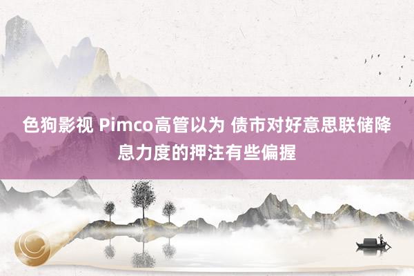 色狗影视 Pimco高管以为 债市对好意思联储降息力度的押注