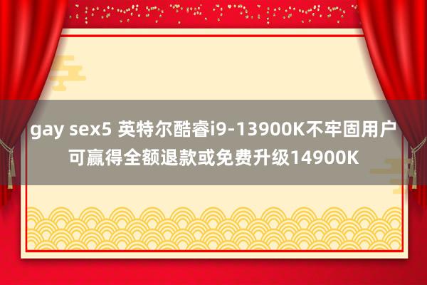 gay sex5 英特尔酷睿i9-13900K不牢固用户可赢得全额退款或免费升级14900K