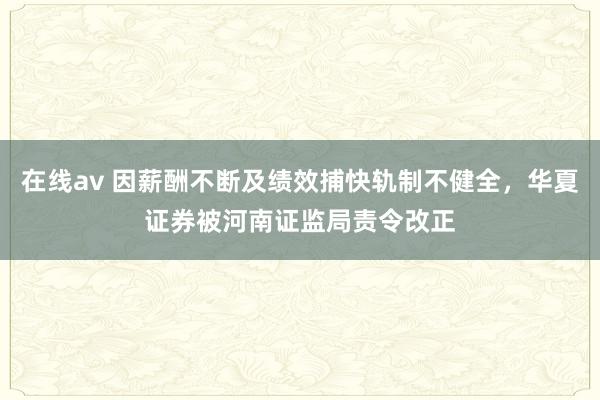   在线av 因薪酬不断及绩效捕快轨制不健全，华夏证券被河南证监局责令改正