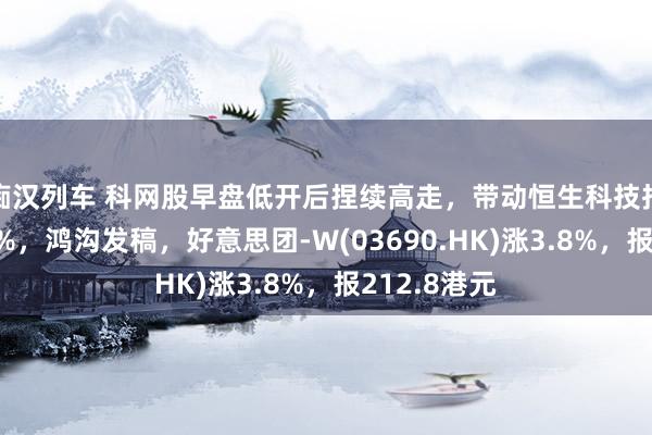   痴汉列车 科网股早盘低开后捏续高走，带动恒生科技指数再涨超4%，鸿沟发稿，好意思团-W(03690.HK)涨3.8%，报212.8港元