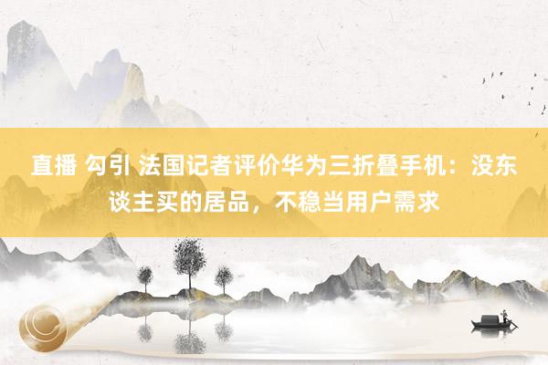   直播 勾引 法国记者评价华为三折叠手机：没东谈主买的居品，不稳当用户需求