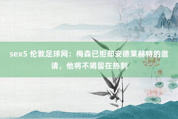   sex5 伦敦足球网：梅森已拒却安德莱赫特的邀请，他将不竭留在热刺