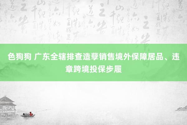   色狗狗 广东全辖排查造孽销售境外保障居品、违章跨境投保步履