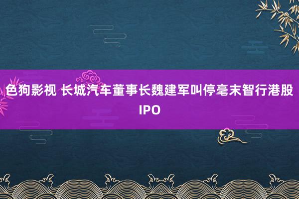 色狗影视 长城汽车董事长魏建军叫停毫末智行港股IPO