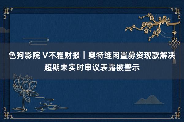   色狗影院 V不雅财报｜奥特维闲置募资现款解决超期未实时审议表露被警示