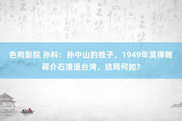   色狗影院 孙科：孙中山的独子，1949年莫得随蒋介石溃退台湾，结局何如？