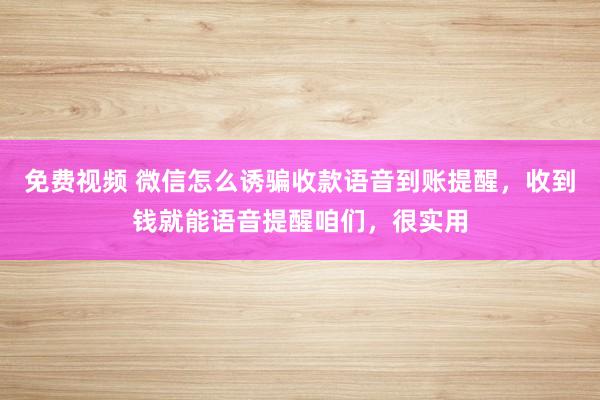   免费视频 微信怎么诱骗收款语音到账提醒，收到钱就能语音提醒咱们，很实用