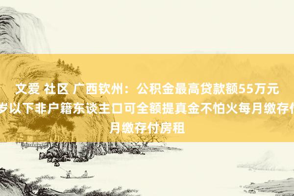 文爱 社区 广西钦州：公积金最高贷款额55万元，40岁以下非户籍东谈主口可全额提真金不怕火每月缴存付房租