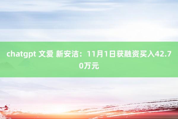 chatgpt 文爱 新安洁：11月1日获融资买入42.70万元