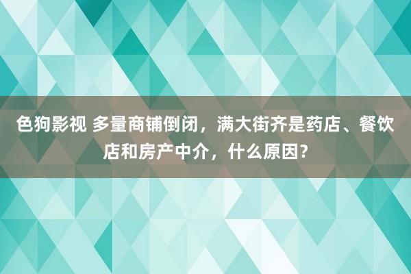 色狗影视 多量商铺倒闭，满大街齐是药店、餐饮店和房产中介，什么原因？