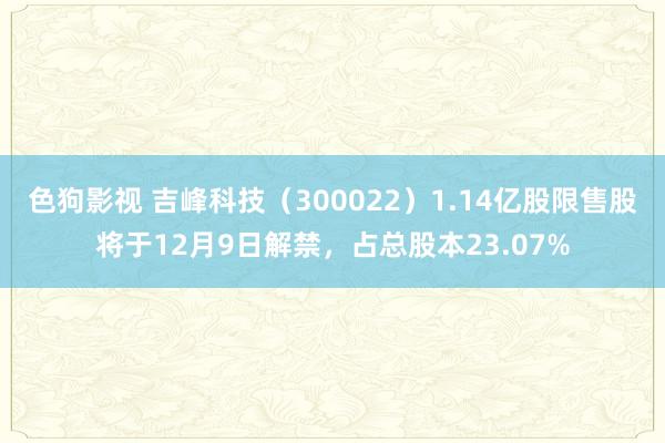 色狗影视 吉峰科技（300022）1.14亿股限售股将于12月9日解禁，占总股本23.07%